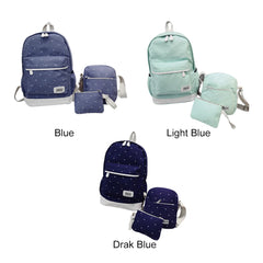 3pcs Girl Teens Casual Canvas Backpack Set Crossbody Bag Pencil Case Polka Dot