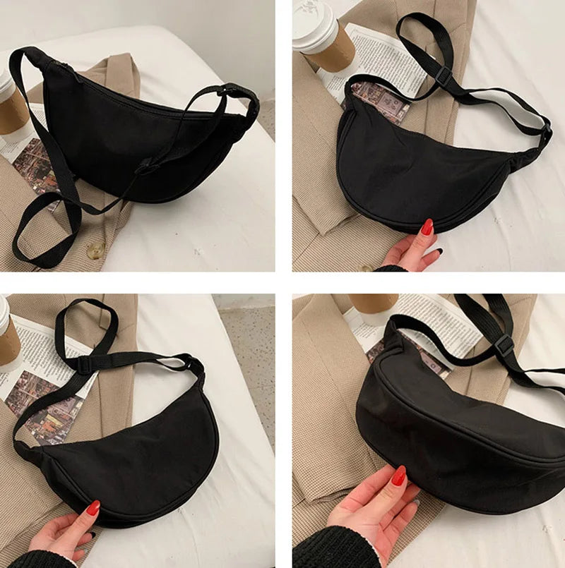 3pcs Messenger Bags Women Nylon Plain Pillow Light Fanny Packs Mix