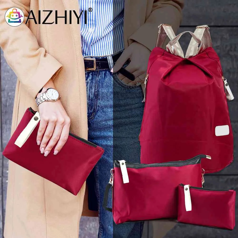 3pcs Women Waterproof Nylon Oxford Backpacks Casual Travel Bag Mochila Feminina