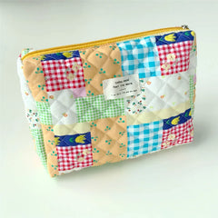 3pcs Women Cotton Linen Floral Prints Large Capacity Cosmetic Bag