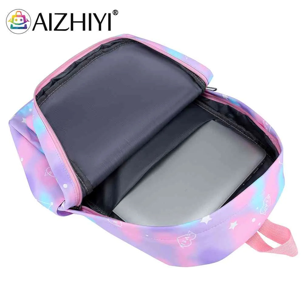 3pcs/set Women Nylon Travel Backpack Gradient Bookbags for Work School Travel