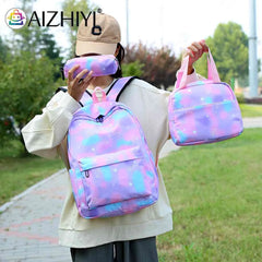 3pcs/set Women Nylon Travel Backpack Gradient Bookbags for Work School Travel