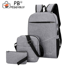 3pcs/set Travel Nylon Backpacks Messenger Bags Unisex School Bag Clutch Bookbag
