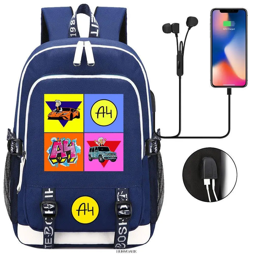 Boys and Girls Backpack USB Charging School Bags Anime Unisex Backpack
