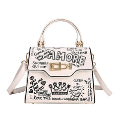 Vintage Graffiti Shoulder Crossbody Bag for Women - Handbags Tote