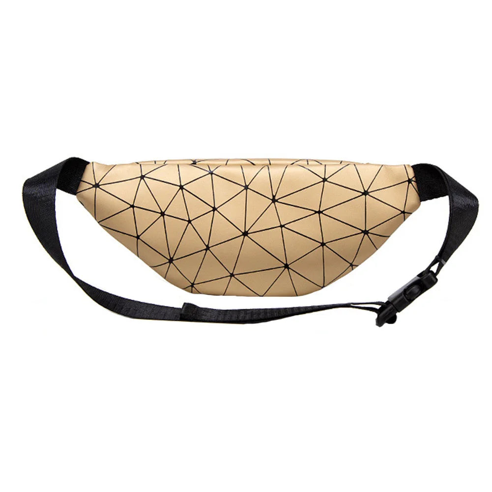 Geometric Pattern PU Leather Fanny Pack Waist Bag for Women