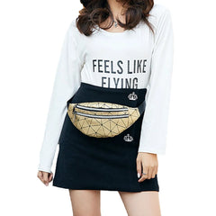 Geometric Pattern Waist Bag PU Leather Fanny Pack for Women