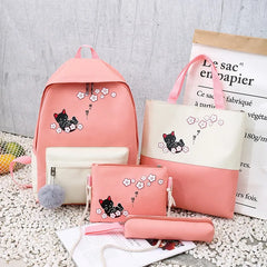 Woman Laptop Backpack Ribbons Schoolbag For Teenagers Girls Student Book Bag