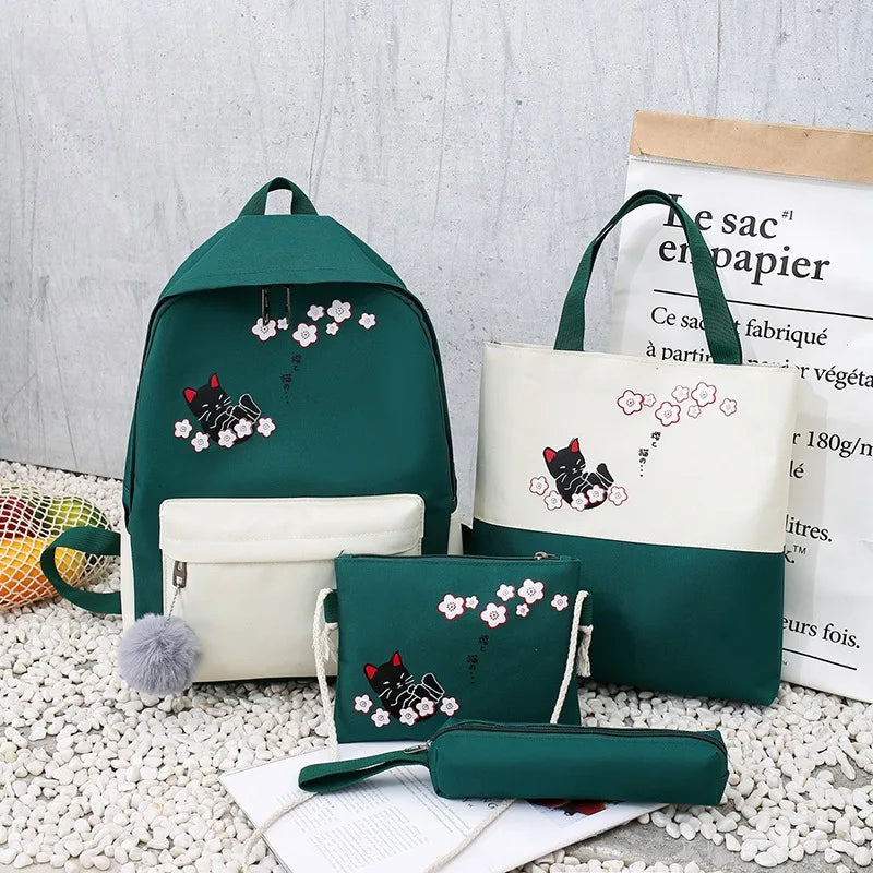 Woman Laptop Backpack Ribbons Schoolbag For Teenagers Girls Student Book Bag