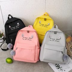 4-Piece Canvas Schoolbags for Teenage Girls Female Shoulder Bags Backpack Women