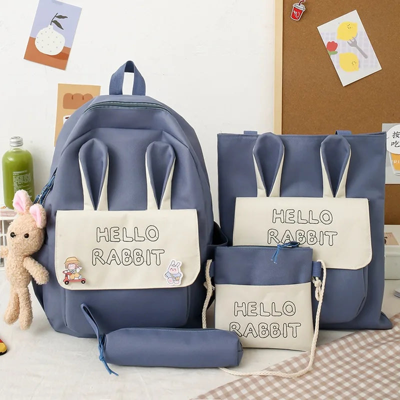 4pcs Casual Backpacks School Bags for Teenage Girls Women Nylon Shoulder