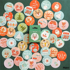 46pcs Merry Christmas Box Stickers Scrapbooking Label Diary Stationery