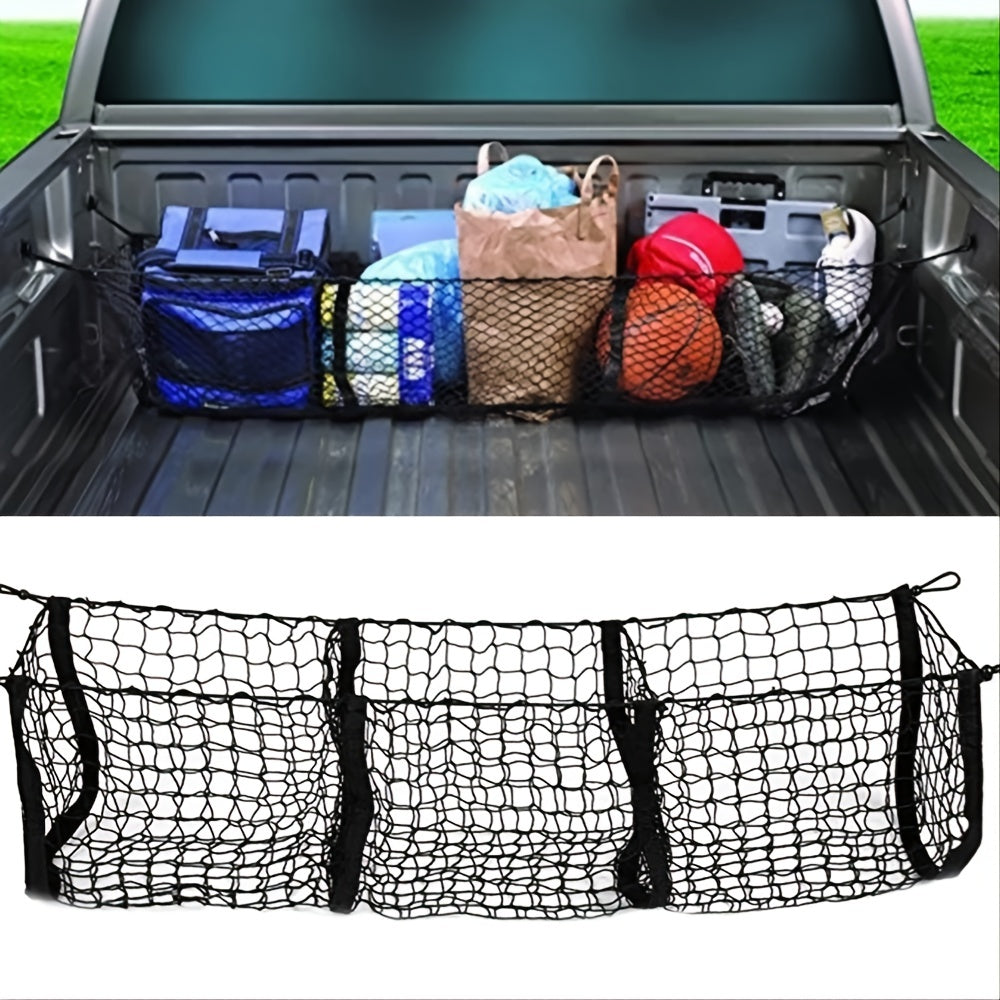 Universal 3 Pocket Net Bag Car Trunk Storage Organizer