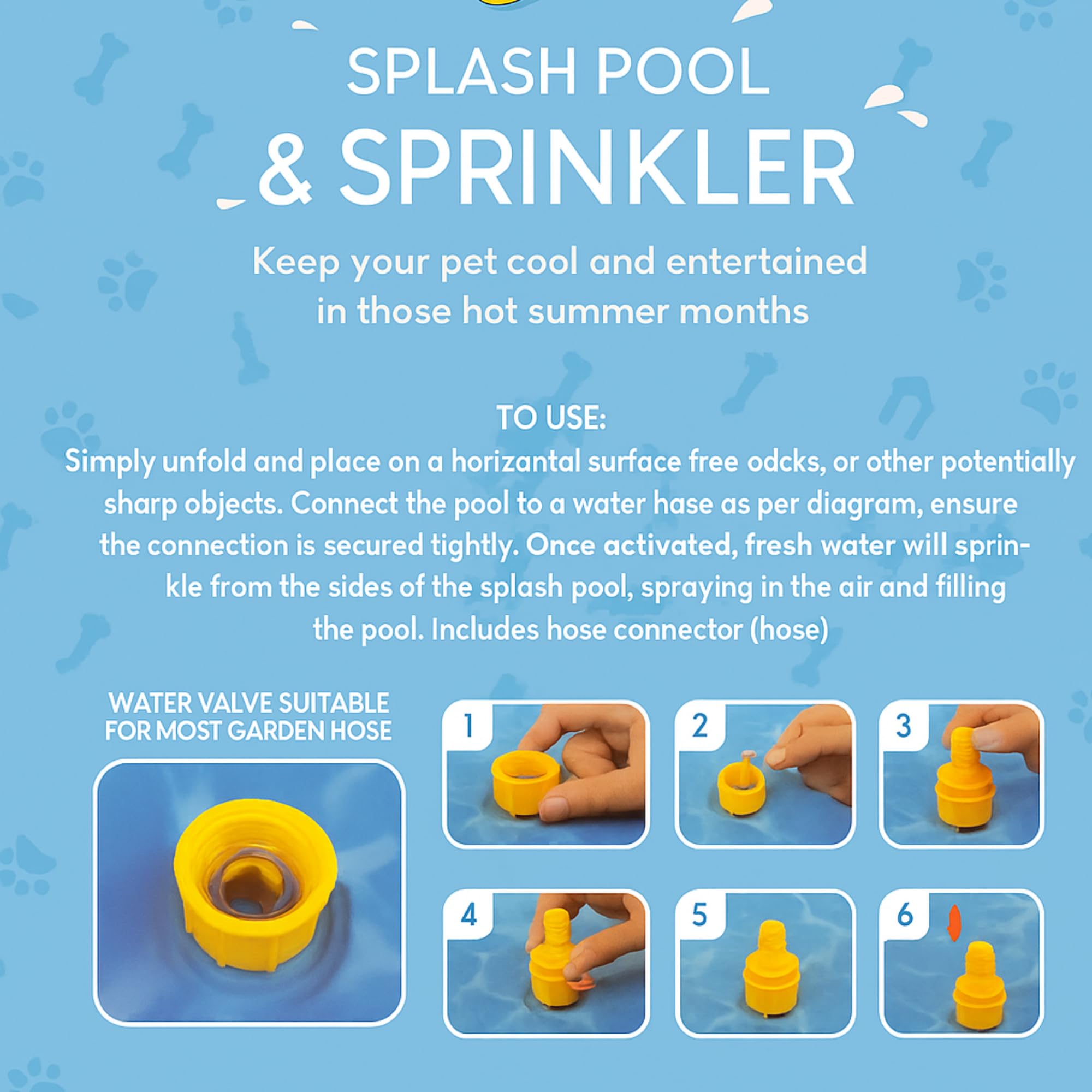 Lizzy Pet Splash Pool & Sprinkler 39in Summer Cooling Pad for Dogs