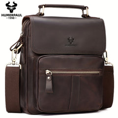 HUMERPAUL Leather Shoulder Bag Retro Top Layer Cowhide Crossbody Bag