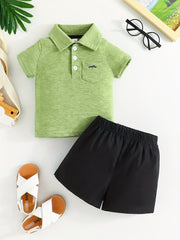2pcs Baby Boys Polo Shirt & Shorts Set