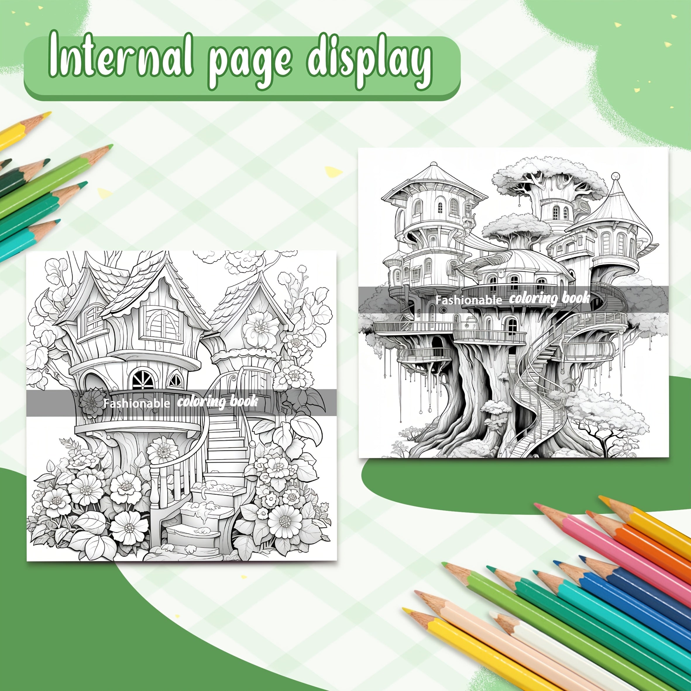 Dreamy Tree House Adult Coloring Book - Intricate Nature Scenes