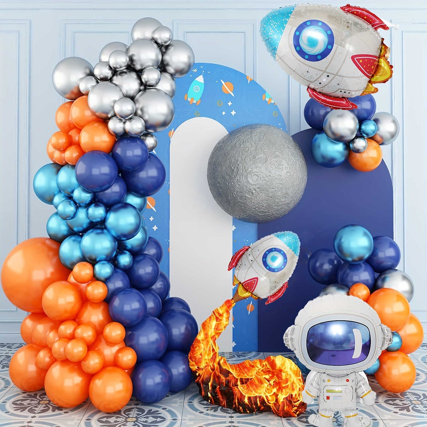 Space Party Supplies Set: Astronaut & Rocket Foil Balloons