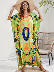  Boho Cover Up Women's Allover Print Maxi Split Dress