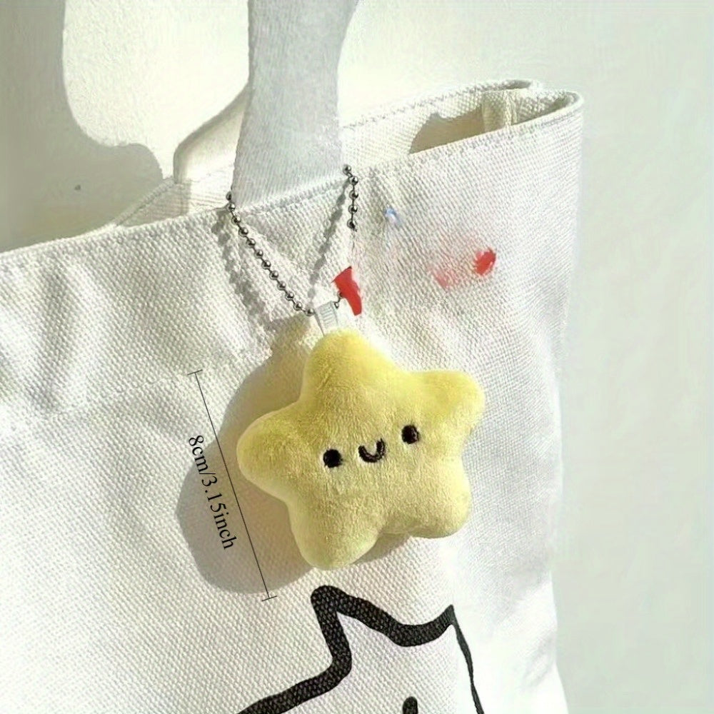 5pcs Yellow Plush Star Dolls Keychains with Wishing Star Tag