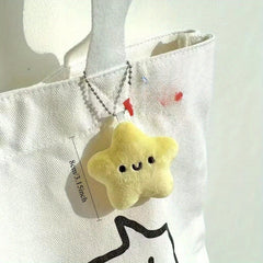 5pcs Yellow Plush Star Dolls Keychains with Wishing Star Tag
