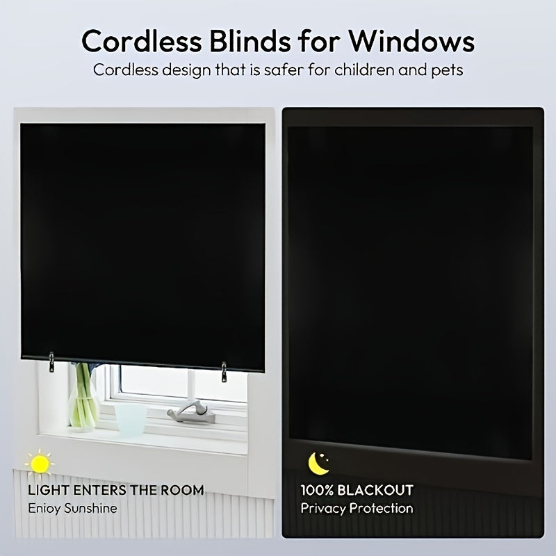Blackout Roller Shades Cordless Window Blinds Thermal Insulated UV Protection