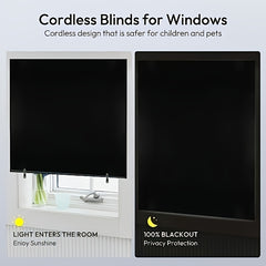 Blackout Roller Shades Cordless Window Blinds Thermal Insulated UV Protection