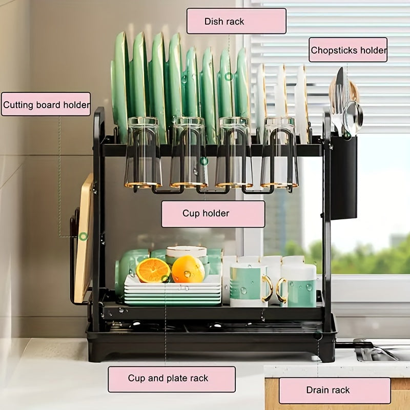 Double Layer Storage Rack with Cutting Board