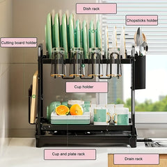 Double Layer Storage Rack with Cutting Board