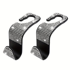 2pcs Bling Car Seat Back Hook Rhinestones Car Handbag Purse Holder