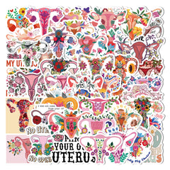 50pcs Uterus Flower Stickers Self-adhesive Waterproof DIY Doodle Stickers