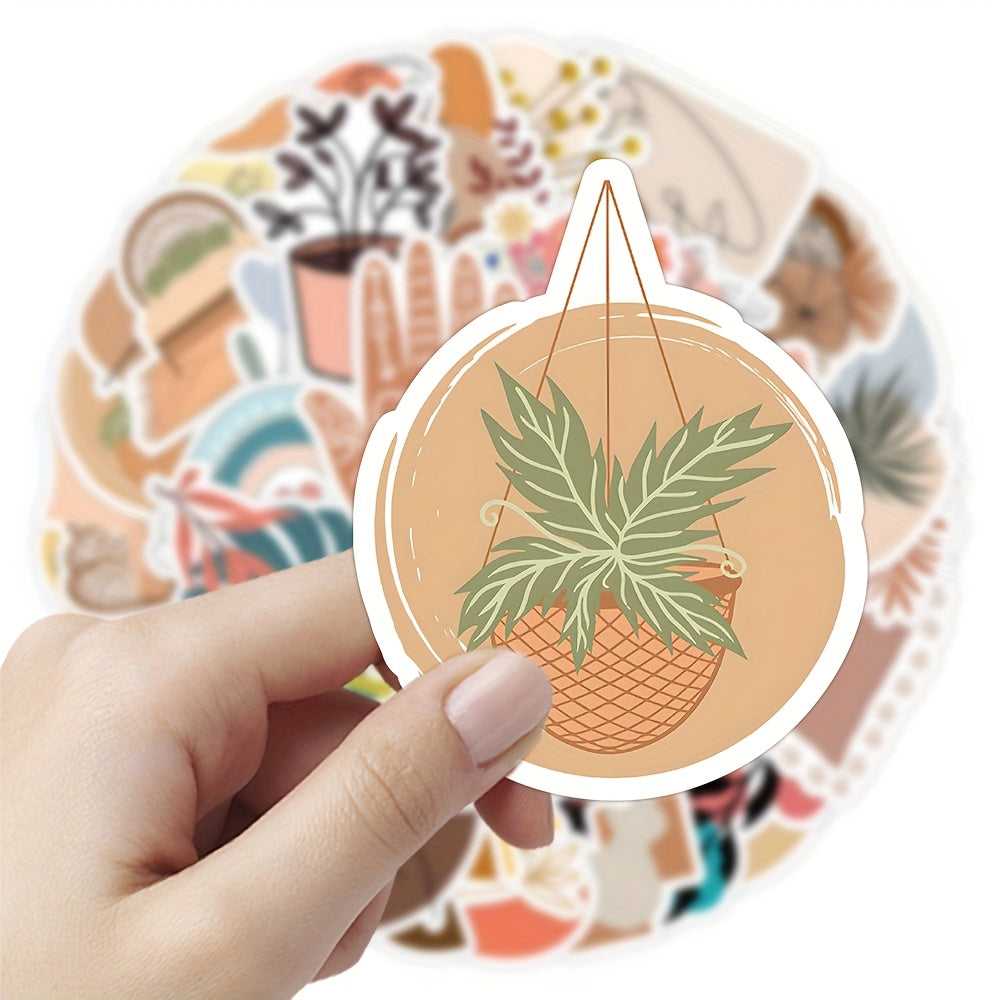 53pcs Boho Style Stickers for Laptops Journals Bottles Home Decor
