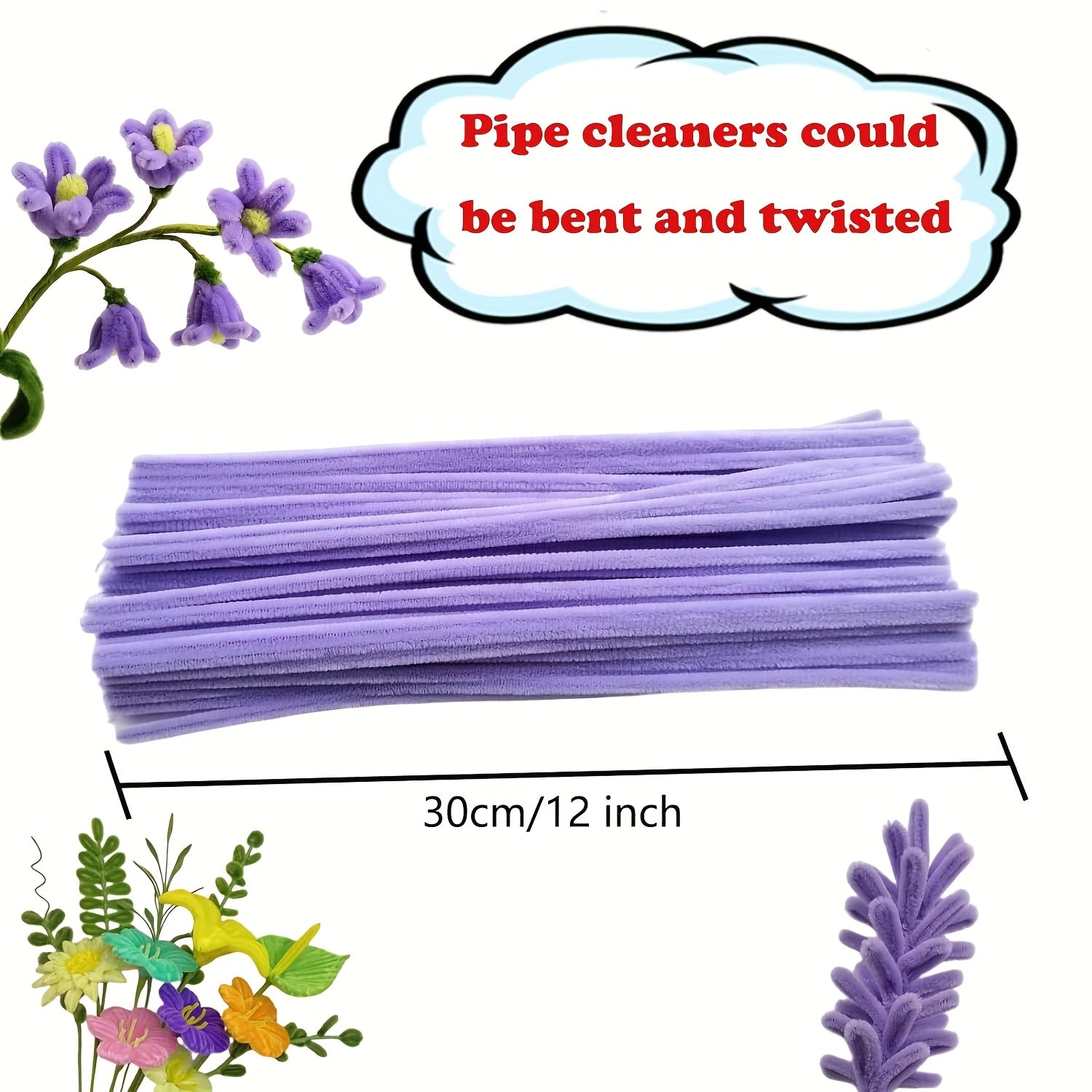 Pipe Cleaner Flower Craft Kit 7 Colors Powder Pearls Chenille Stalk Tutorial