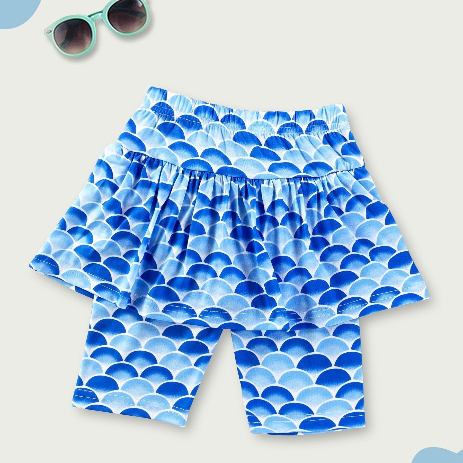 Toddler Girls Fish Scales Graphic Biker Shorts Skort