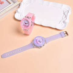 LED Butterfly Pattern Quartz Wristwatch Set for Girls