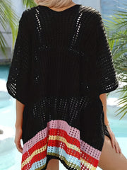  Sexy Cover Up Women's Plus Striped Batwing Sleeve V Neck