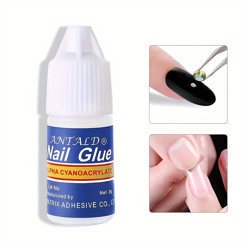 3pcs Nail Glue Transparent Adhesive Gem Gel Nail Art Manicure
