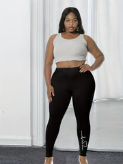  Casual Leggings Women's Plus Heartbeat Print Elastic Leggings