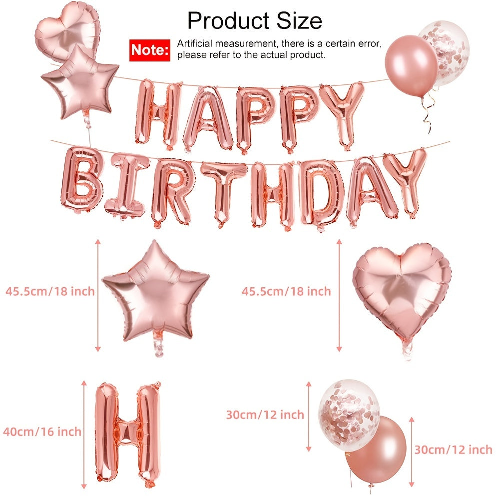 20pcs Rose Golden Birthday Balloon Set - Party Decorations