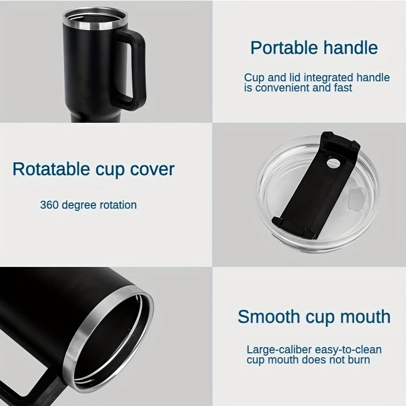 40oz Stainless Steel Tumbler with Lid Thermal Water Bottle Handle Portable