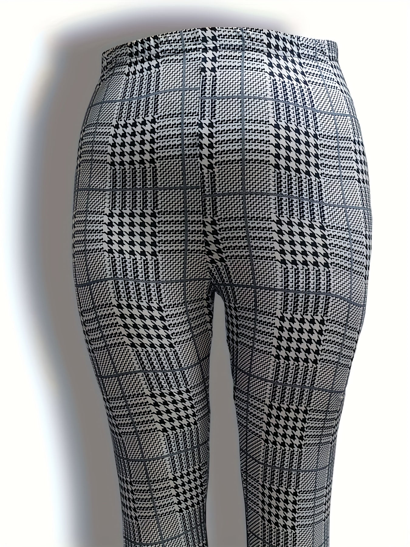  Plaid & Houndstooth Print Leggings Medium Stretch