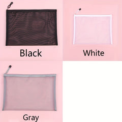 Transparent Mesh Pencil Case Zipper Large Capacity Pen Bag