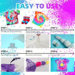 Tie Dye Kit - 32 Colors Fabric Paint Squeeze Bottles Rubber Bands