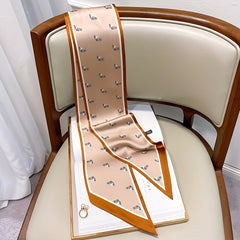 Pony Head Print Long Silk Scarf Ribbon Neck Scarf