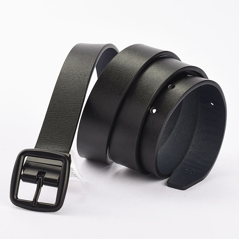 Double Sided Leather Belt With Rotating Pin Buckle Men's Casual Belt