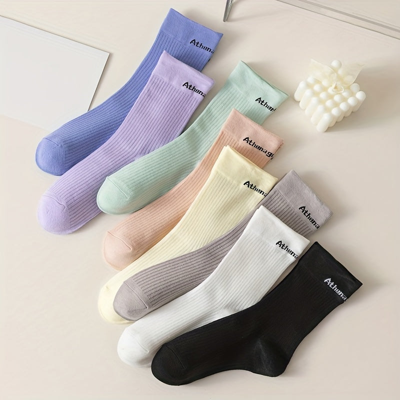 4 Pairs Letter Print Mid Tube Socks Women's Stockings