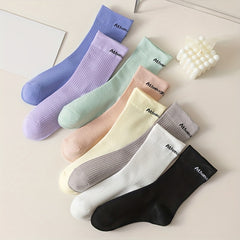 4 Pairs Letter Print Mid Tube Socks Women's Stockings