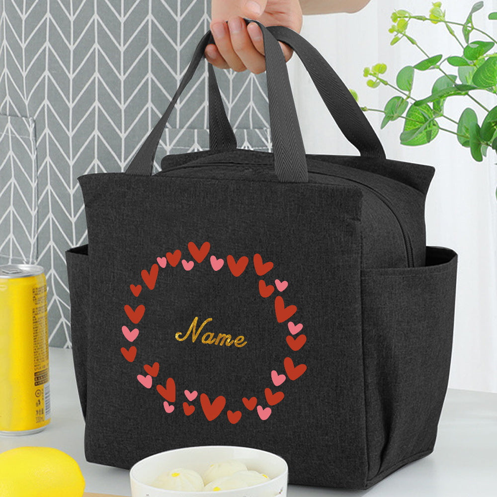 Insulated Lunch Bag Canvas Thermal Bento Box Handbag Large Capacity