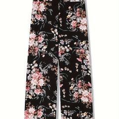 Women's Plus Floral Print Wide Leg Trousers
