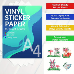 50 Sheets Printable Vinyl Glossy Self Adhesive Waterproof D
